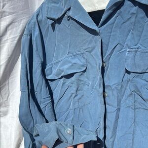 Unisex Blue Button Up Dress Shirt